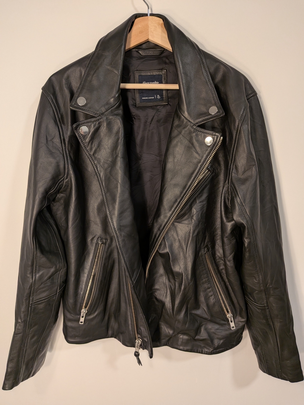 Abercrombie & Fitch GENUINE Leather Moto Jacket – Men's XL